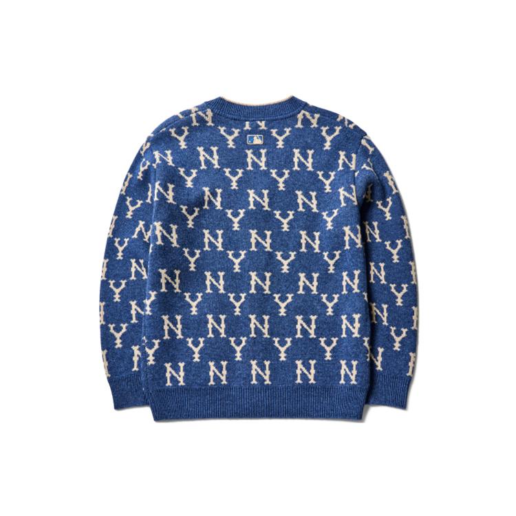 New MLB Old Flower Sweaters Unisex Blue 3AKTM0114-50BLD