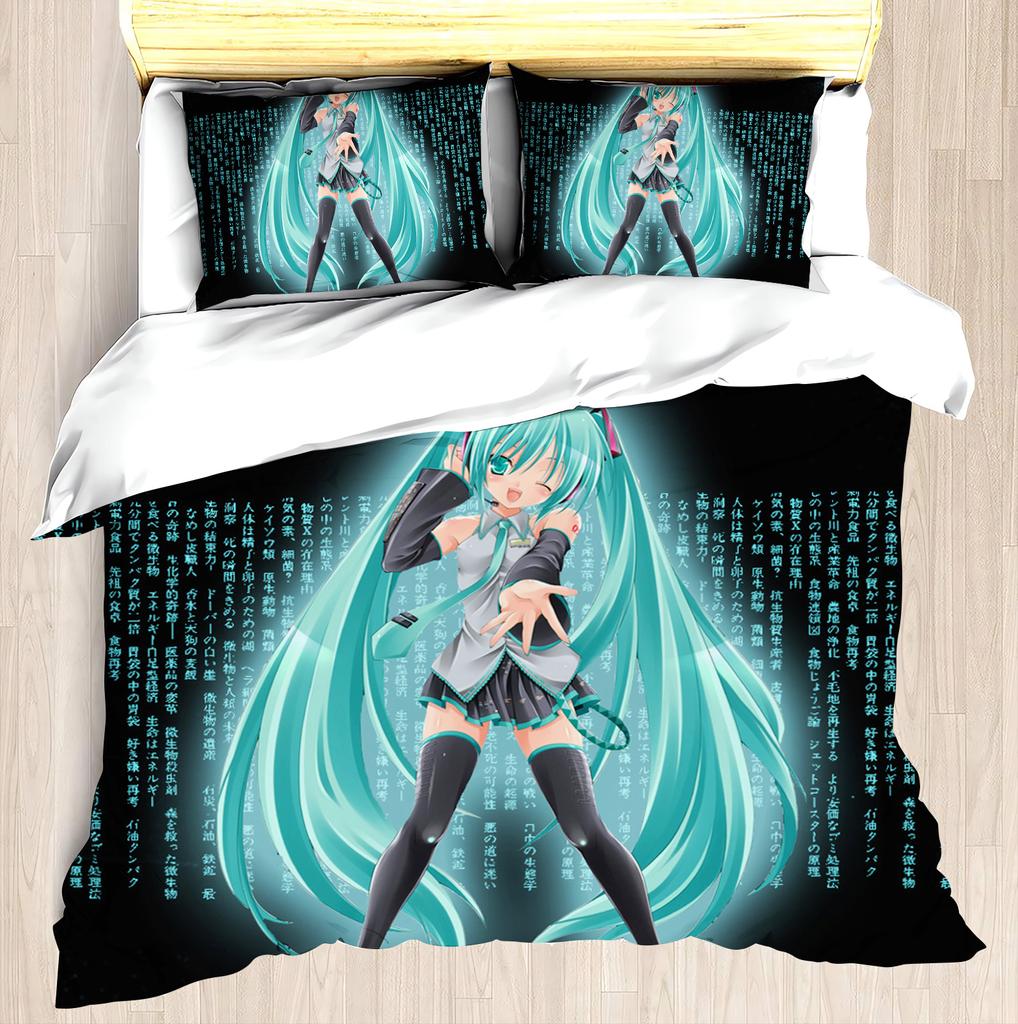 Hatsune Miku Duvet Cover Set Comforter Bedding 3d Children'S Bedding Set 3-Piece 1 Quilt Cover King Size