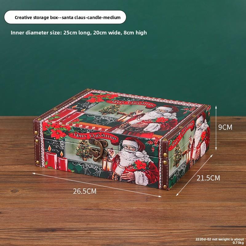 Christmas Wood Leather Storage Box With Lid For Home Organization And Holiday Decor
