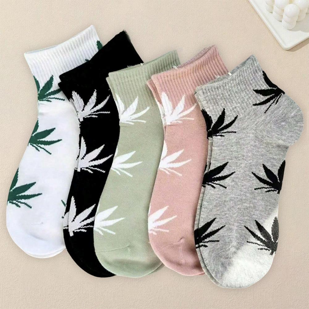 5 Paar Damen Freizeit Socken mit Cartoon-Muster Japanisches Kuhmuster Modisch Vielseitig Bequem Atmungsaktiv Freizeit Socken