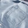 Cămașă casual din denim cu mânecă lungă și buzunar pentru bărbați - Top ușor cu nasturi pentru purtare zilnică