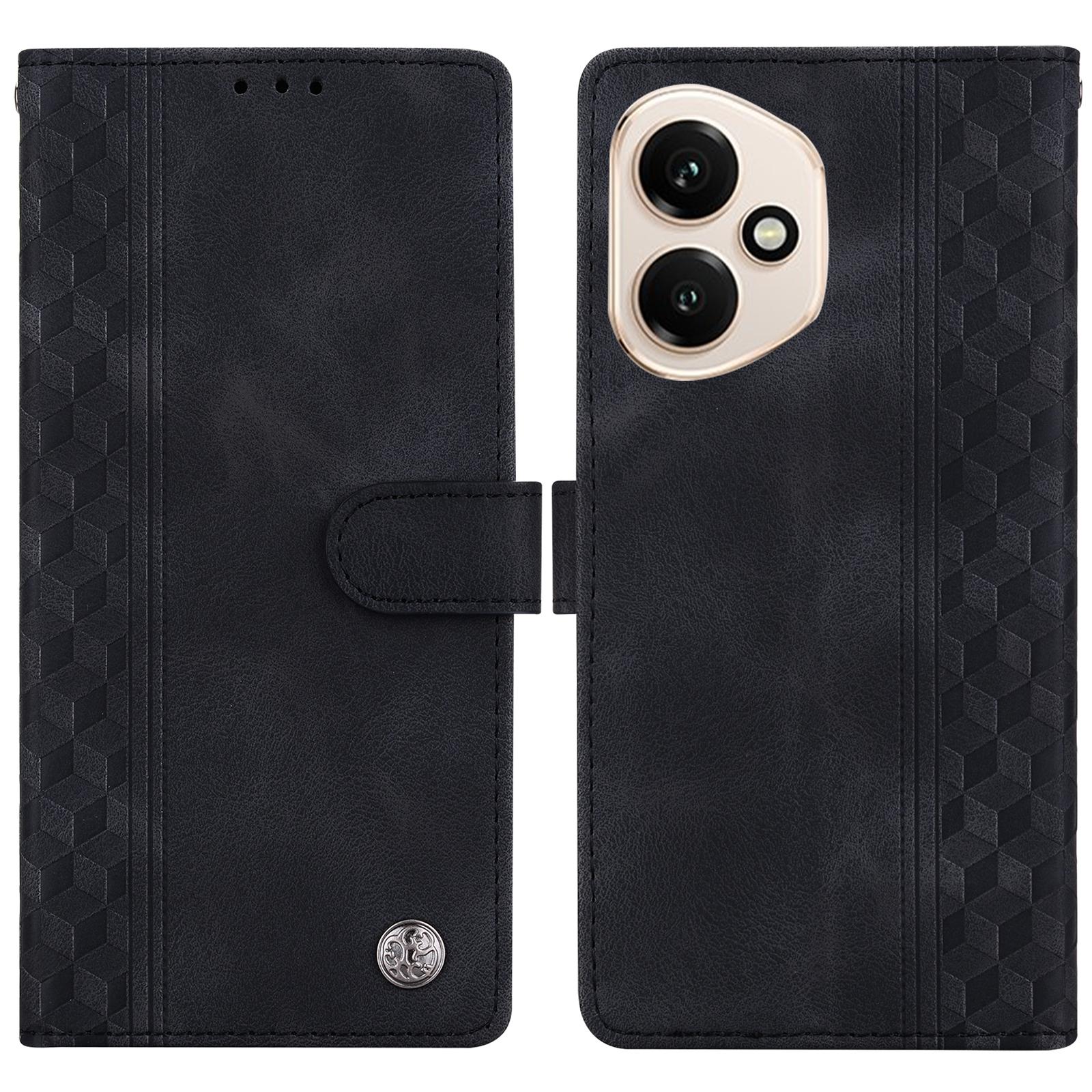 

For Honor 400 5G (Global) Leather Case Imprinted Checkered Pattern Wallet Stand Flip Phone Cover C