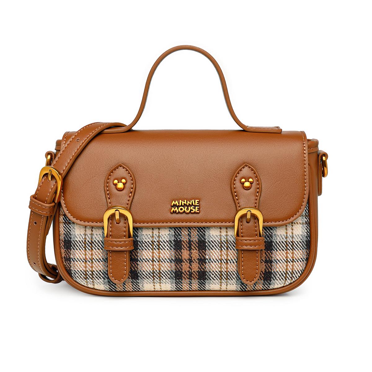 

New Disney Synthetic Leather Patchwork Fabric Handbags Crossbody Bags Regular Women s Brown DHF41407-A 21.1*7.1*13.0CM