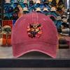 Owl Floral Print Washed Cotton Baseball Cap Adjustable Unisex Vintage Casual Outdoor Hat