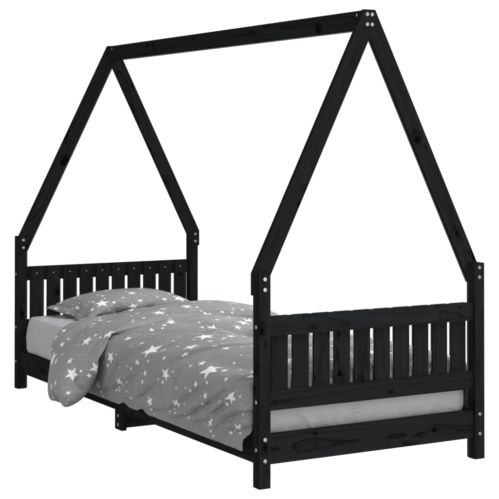 Kids Bed Black 80x200 cm Solid Pine Wood