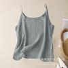 Women Vintage Linen Cami Tank Top Scoop Neck Thin Spaghetti Strap Loose Casual Camisole S-5XL Plus Size