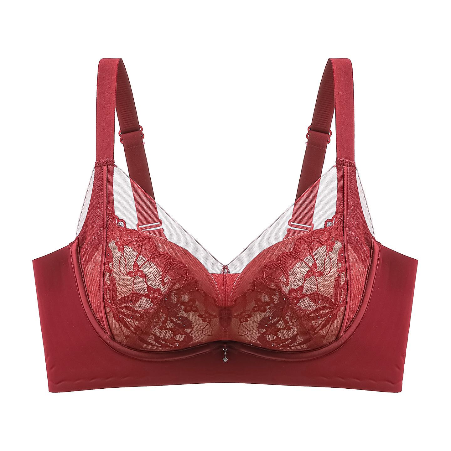 

Ladies Summer Sexy Lace Small Chest Gathers Jelly Gel To Collect Auxiliary Breast Adjustment Underwear 40/90AB червоний