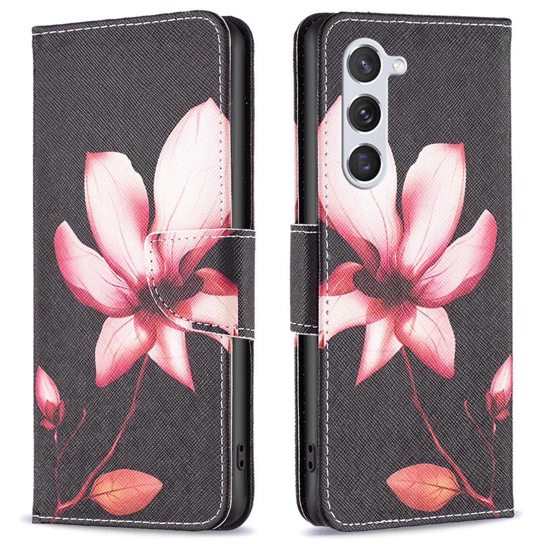 

For Samsung Galaxy S25/S24 Case Pattern Printing Phone Wallet Cover Lotus