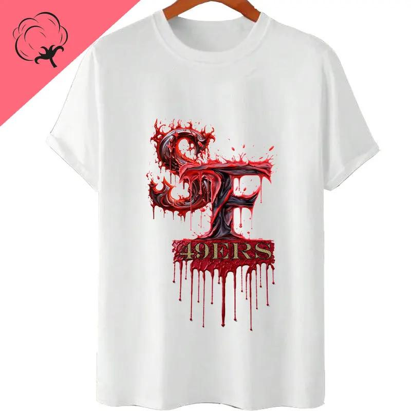 San Franciscos Tee Tops San Franciscos 49ers Logo Streetwear Cotton Unisex Man T-shirt