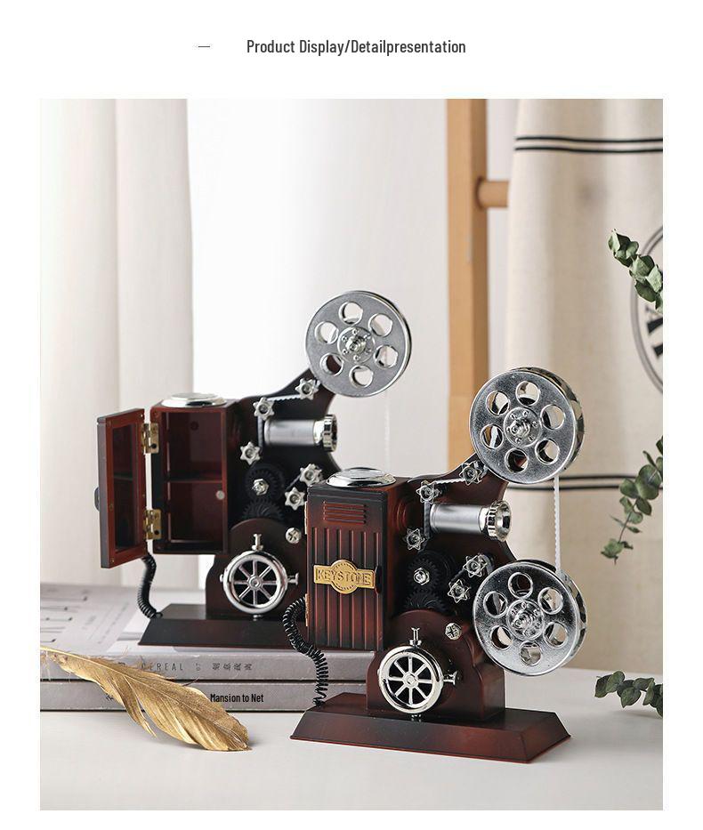 Nostalgic Retro Movie Projector Music Box - Creative Home Decor & Christmas Gift for Children