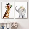 Nordic Cute Bunny,Zebra,Elephant,Cheetah,Giraffe Cartoon Animals Poster Canvas Painting Wall Art Pictures Home Bedroom Decor