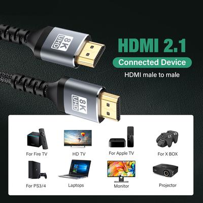 8K HDMI Cable 4K@120Hz 8K@60Hz HDMI 2.1 Cable 48Gbps Adapter For RTX 3080 eARC HDR Video Cable PC Laptop TV Box PS5 1M 3M 5M 7M