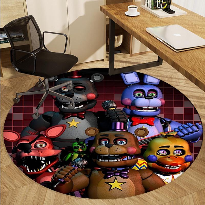 Five Nights at Freddy's Pattern Round Rug, Indoor/Outdoor Mat, for Picnic, Gameroom, Bedroom, Office, Living Room, Home Decor Carpet, Birthday Gift