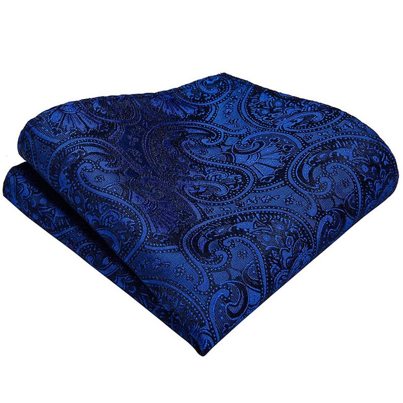 Luxuriöses Paisley-Krawatten-Set für Herren, Seidengewebte Krawatten, Einstecktuch, Manschettenknöpfe, Metall-Silber-Krawattenklammer