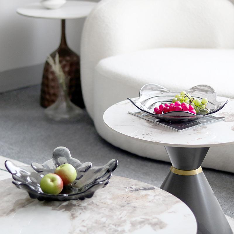 Italian Glass Creative Fruit Plate, Light Luxury Table Decorations, Designer Home Living Room Coffee Table, Snacks, Dried Fruit Plate Accessories