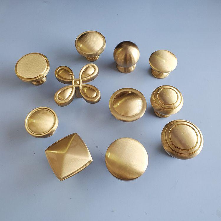 Brass Gold Flower Shape Cabinet Knob Pulls Polished Solid Brass Ball Kitchen Drawer Knob Handle