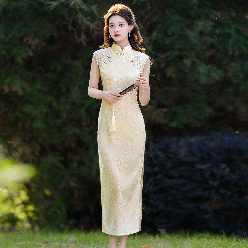 Sleeveless lace national style new Chinese daily Suzhou long cheongsam improved young 1011 new women's high sense