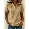 Camicia da Donna Estiva Casual Stampata a Bottoni con Scollo a Girocollo a Maniche Corte Ampia