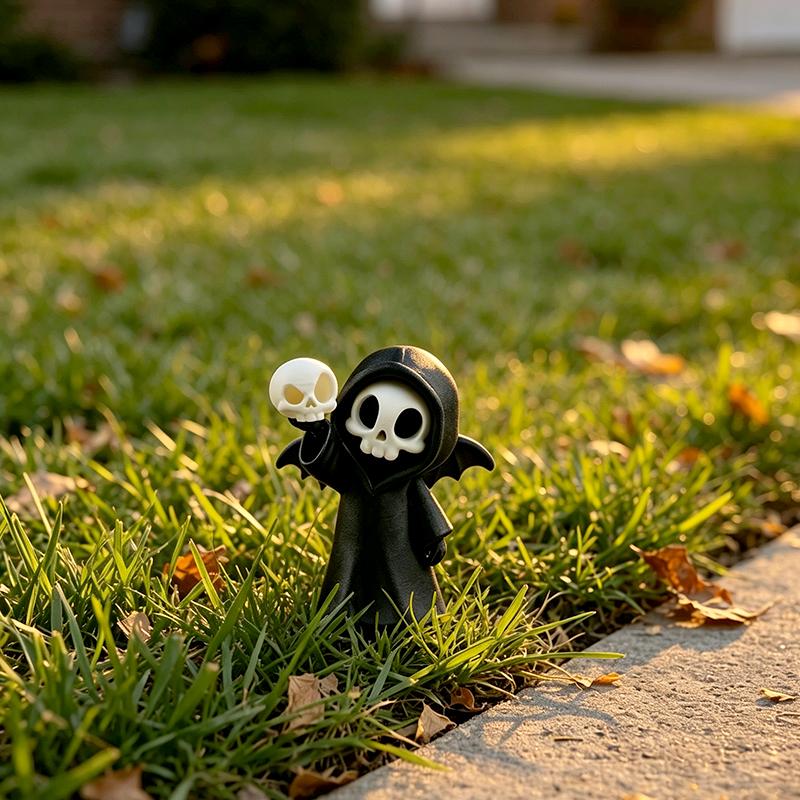 1Pc Halloween Display Desktop Ornaments PLA Fantasy 3D Printed Dark Grim Reaper Creative Holiday Decorations Skull Sculptures