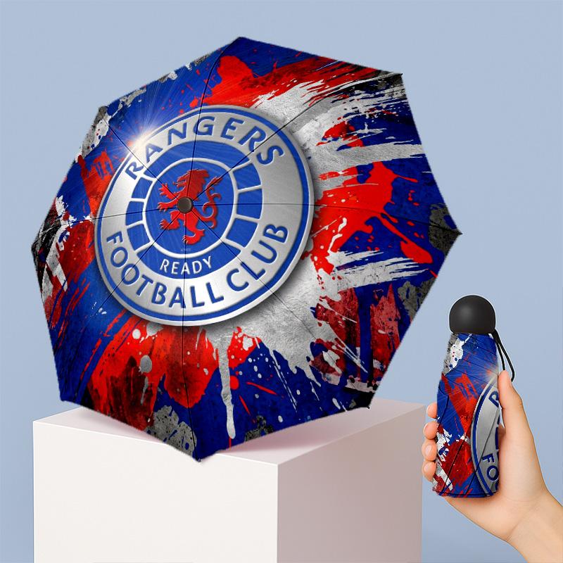 Rangers FC Mini 5 Fold Pocket Umbrella Compact Lightweight Anti UV Rain Sun Protection Umbrella Portable Travel Umbrella
