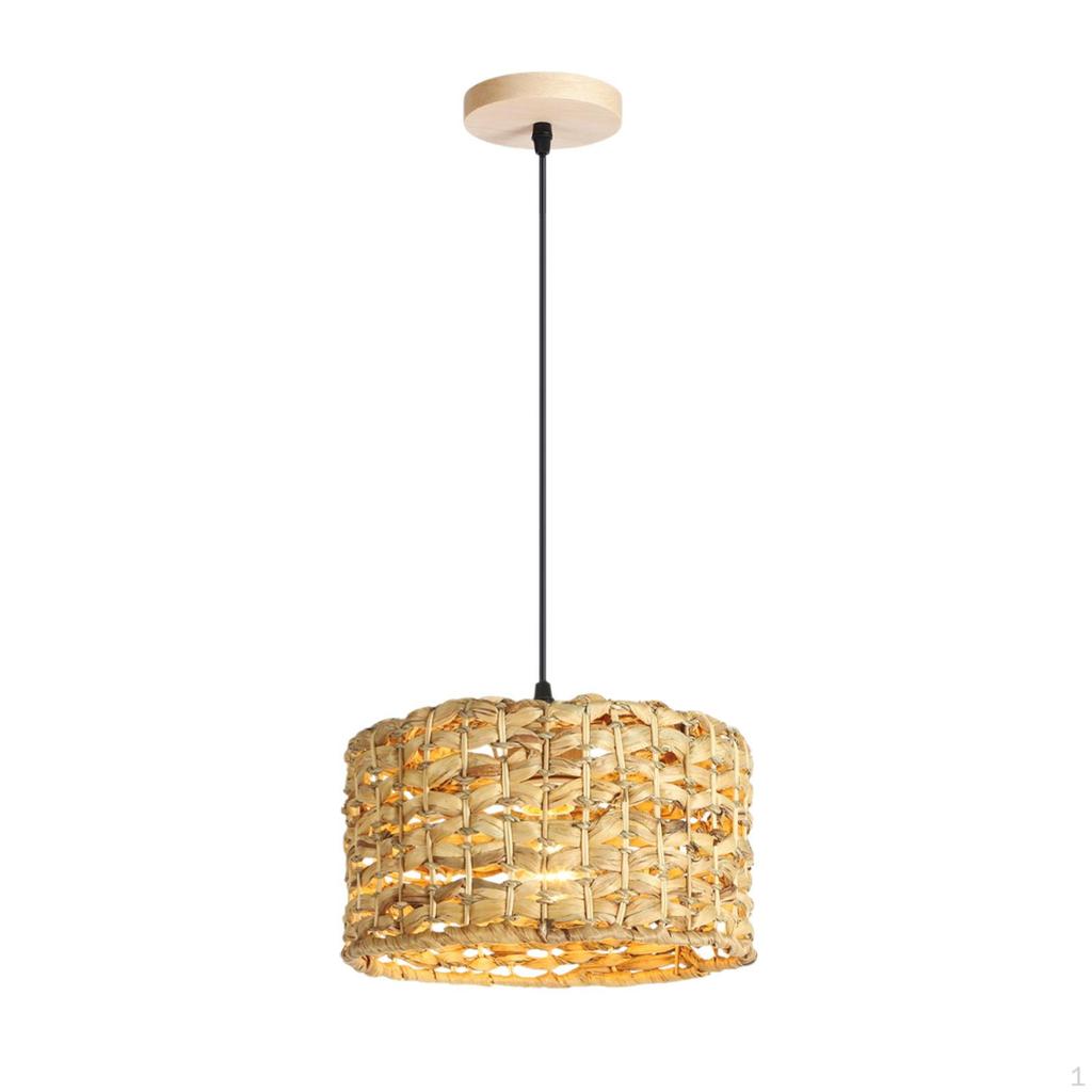 Woven Pendant Lamp E27 Base Rustic Weave Ceiling Light for Entryway Cafe Bar