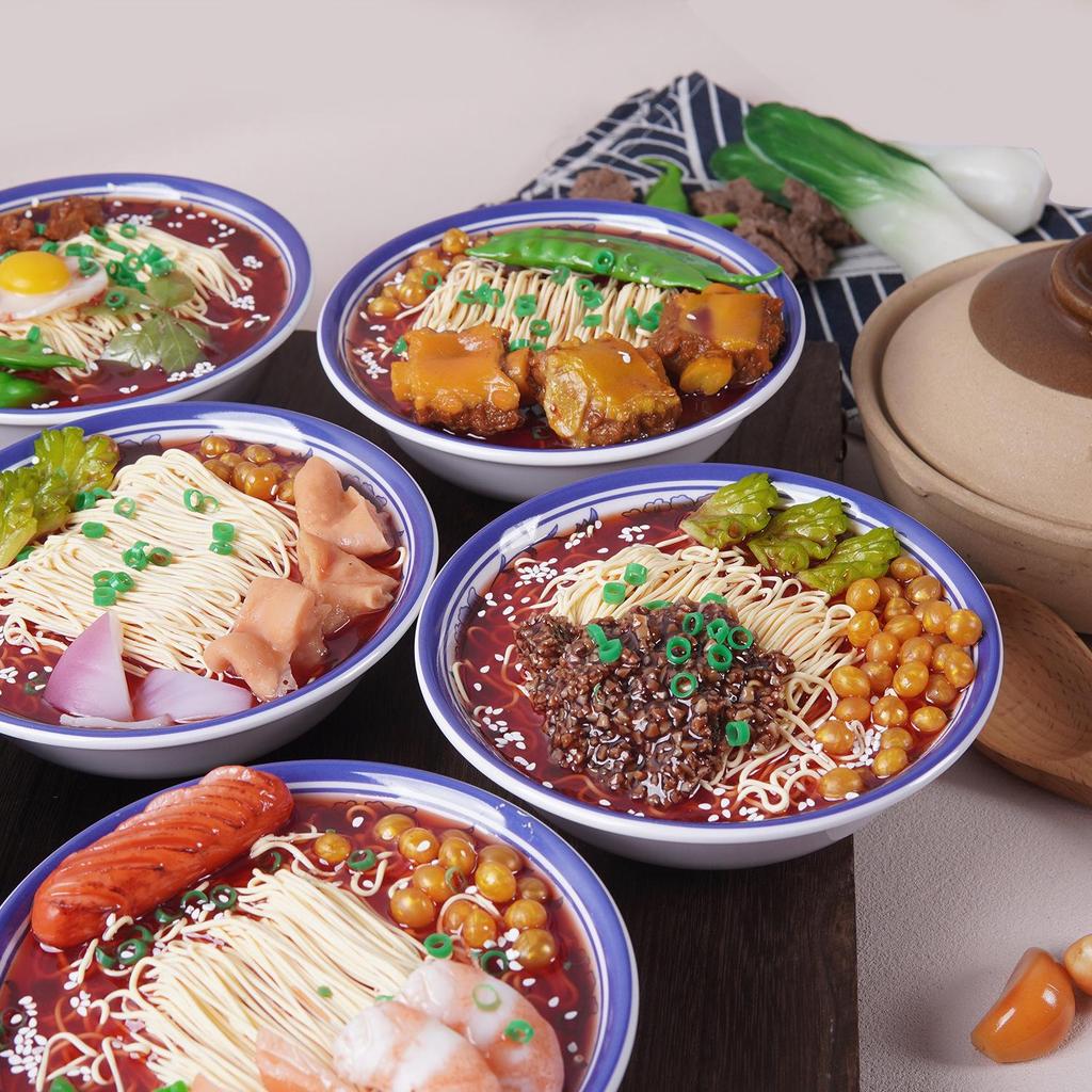 Life-Size Realistic Ramen Bowl Model with Beef Balls for Display or Photography