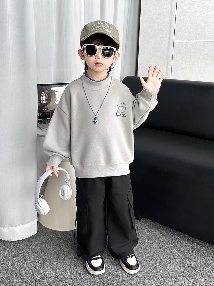 

Boys Stylish Sweatshirt - 2025 Spring/Autumn Collection: Trendy, Handsome Streetwear for Kids 100 cm серый