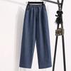 Damen Frühling/Herbst High-Waist Straight-Leg Jeans mit elastischem Bund Übergröße Weitbeinige Hose