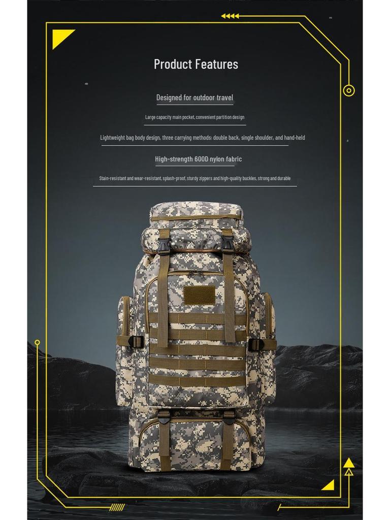 80L Waterproof Outdoor Mountaineering Backpack - Men's Casual Hiking, Travel, and Camping
