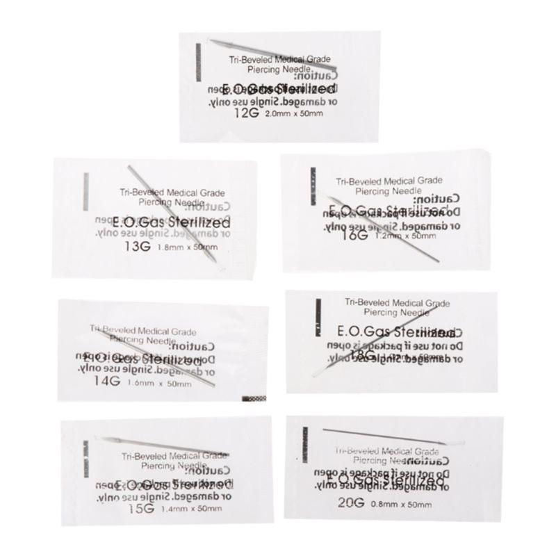 20Pcs/set Stainless Steel Body Piercing Needle 12G/13G/14G/15G/16G/17G/18G/19G/20G Hollow Mixed Piercing Needle Tool