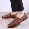 New Men's Soft Leather Thin Mesh Casual Shoes Fashionable Hollow Foot Cover Men's Shoes Non-slip Casual Doudou Shoes