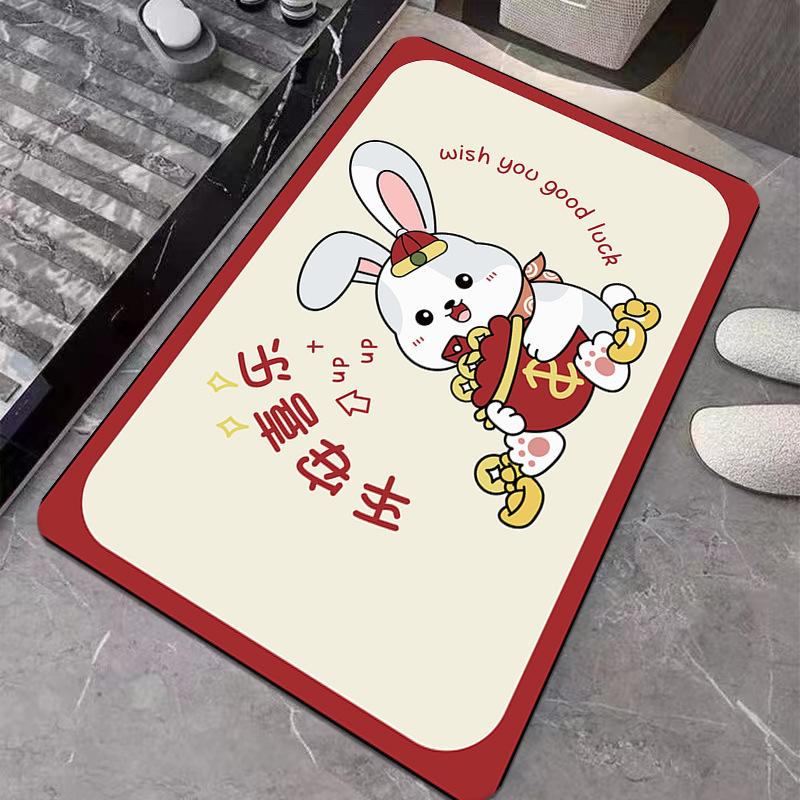 New Diatom Mud Mat Home Cartoon Carpet Toilet Moisture-wicking Foot Mat Easy To Clean Bathroom Mat Durable Durable