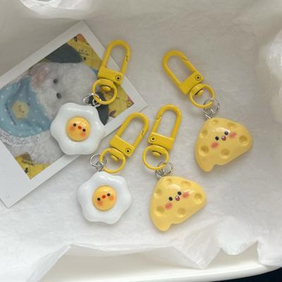 Cute Poached Egg Cheese Pendant Funny Keychain Kawaii Cartoon Simulated Food Key Chain Children'S Toy Promotional Gifts