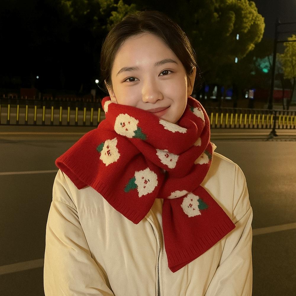 Keep Warm Knitted Scarf Santa Claus Winter Knitted Scarves Christmas Women Scarf Couple Gift