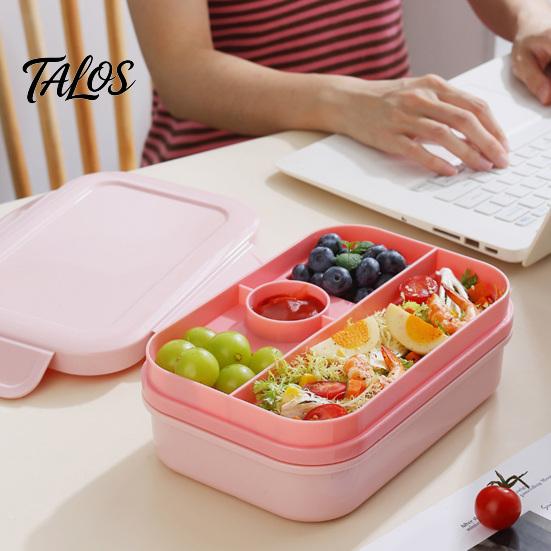 Food Grade Plastic Bento Microwave Safe Lunch Box with Utensils, Multi Compartment for Adults, Daily Meal Prep Workers Portable Container Leak-Proof