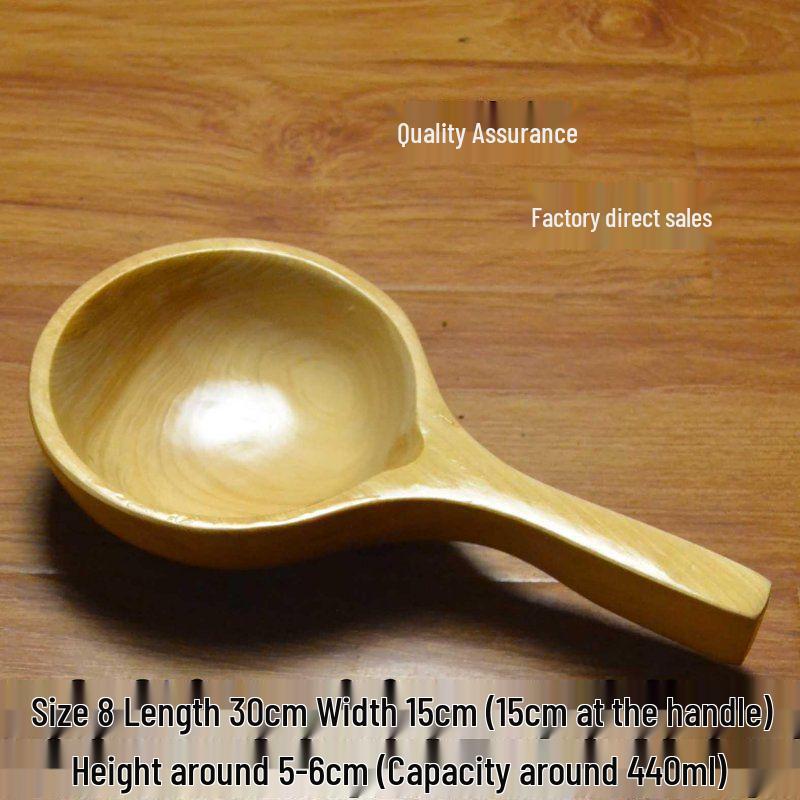 

Old-Fashioned Wooden Water Ladle Scoop for Bathing, Showering, and Kitchen Use