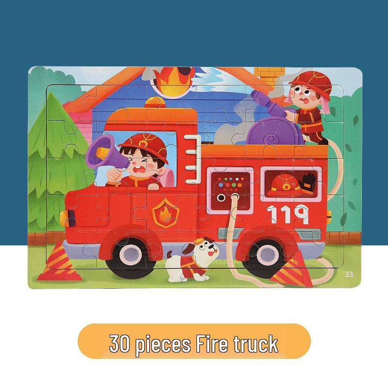 30-Piece Wooden Dinosaur Cartoon Animal Puzzle for Kids - Early Education & Intellectual Toy