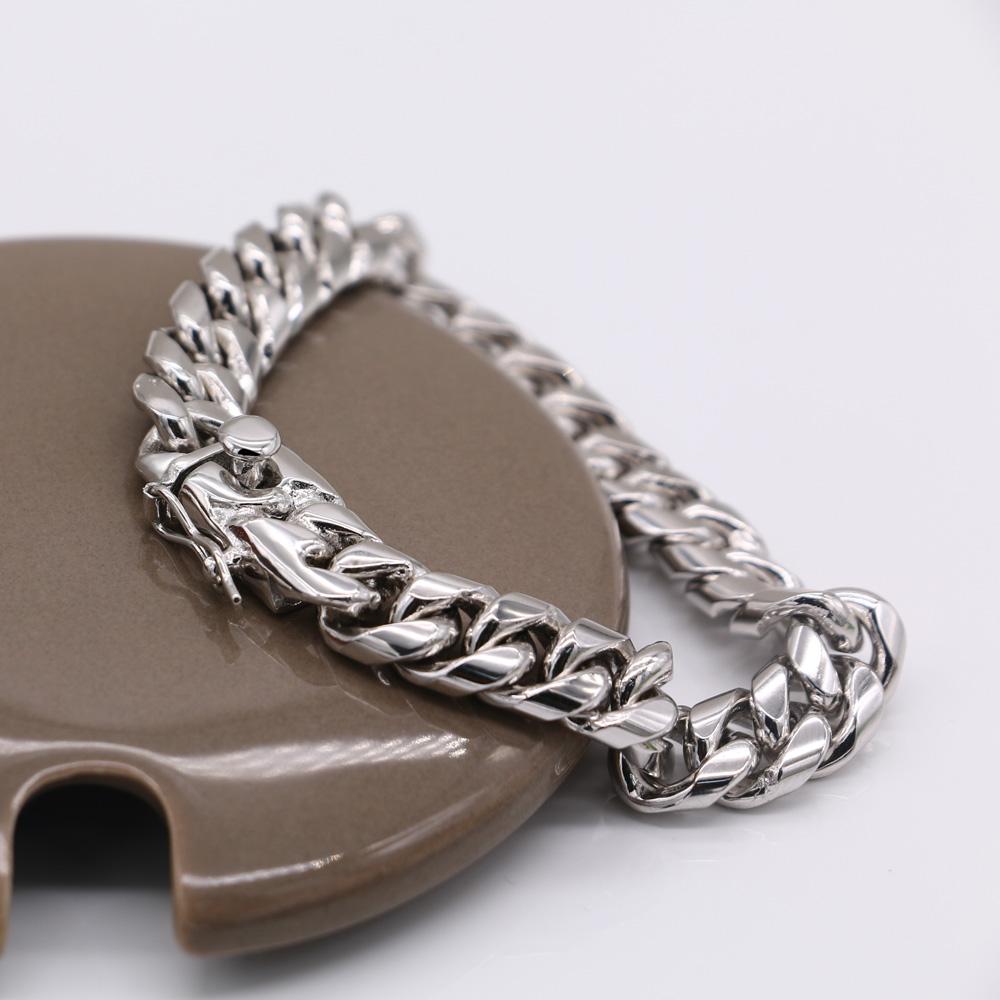 Genuine 925 Silver Link Chain Bracelet For Man 10mm 20cm Bangle