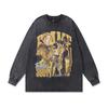European, American High Street Retro Washed Old Hip-Hop Bottoming Shirt Loose Digital Direct Injection Printing Long-Sleeved T-Shirt Men
