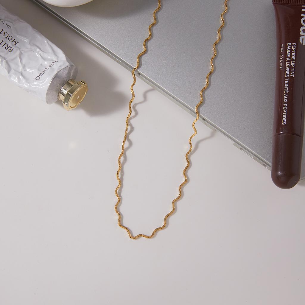Yori New Stainless Steel Wave Pendant Necklace For Women Stainless Steel Delicate Daily Sweet Jewelry Accessories