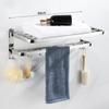 304 Stainless Steel Towel Rack Bathroom Storage Rack Non Punching Foldable Bathroom Towel Storage Rack Bathroom Hardware Pendant