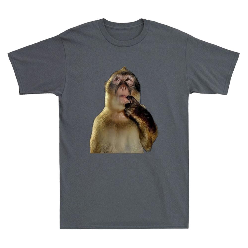 Thinking Monkey Funny Monkey Animal Meme Gift Novelty Unisexs Short Sleeve Tshirt