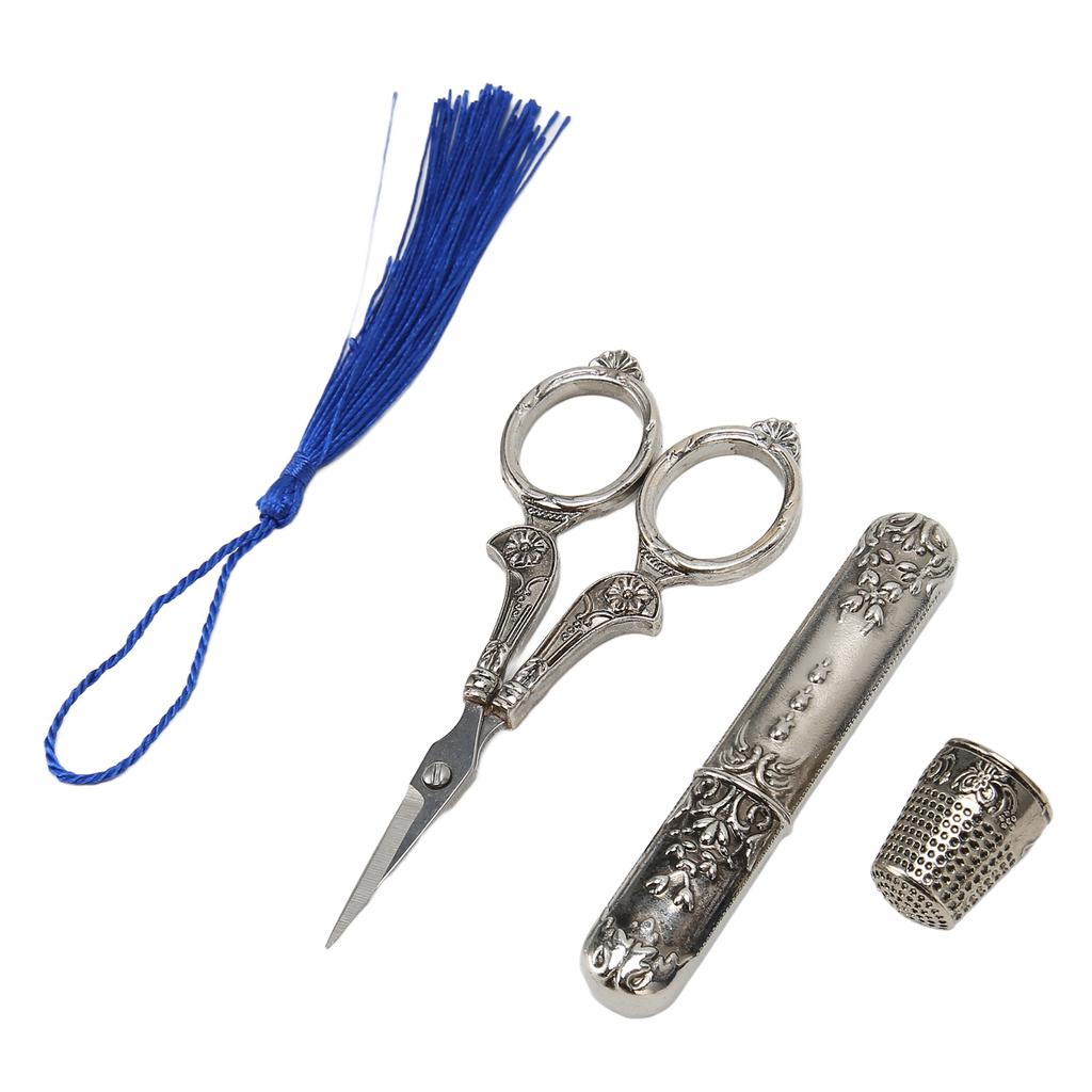 Embroidery Scissors Kit Scissors Thimble Needle Case 3 Piece DIY European Antique Vintage Sewing