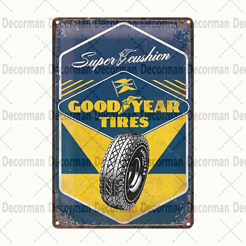 

Retro Goodyear Tire Motor Oil Tin Sign Vintage Iron Painting Wall Decor for Home Pub Bar x CM Gift Art Poster 20x30cm