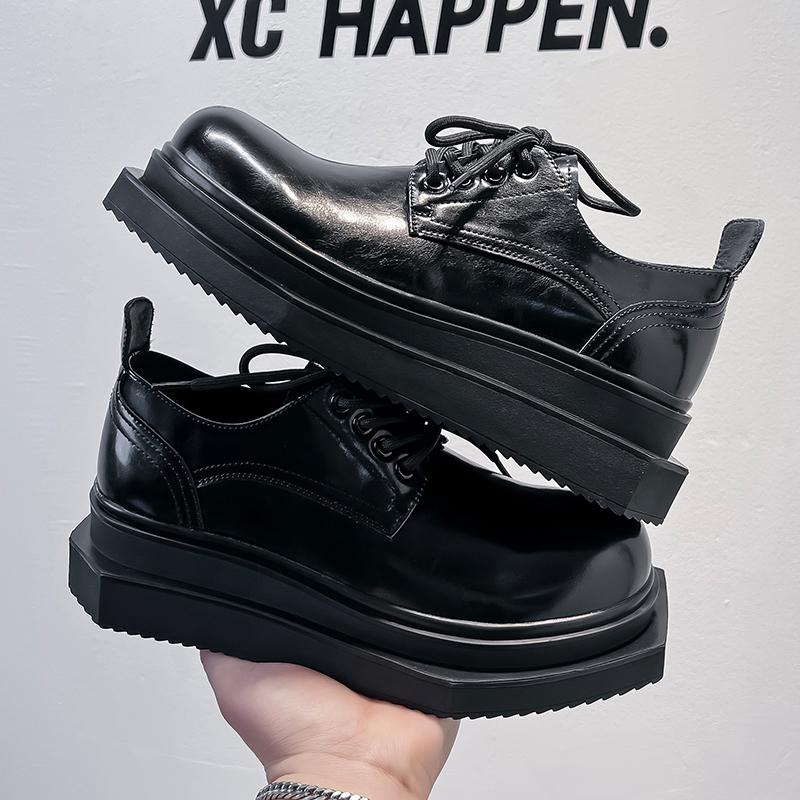 Hight Quality 2024 Spring New Street Style Height Increasing Leather Shoes For Men's Black Hombre Teenagers Daily Casual Dress