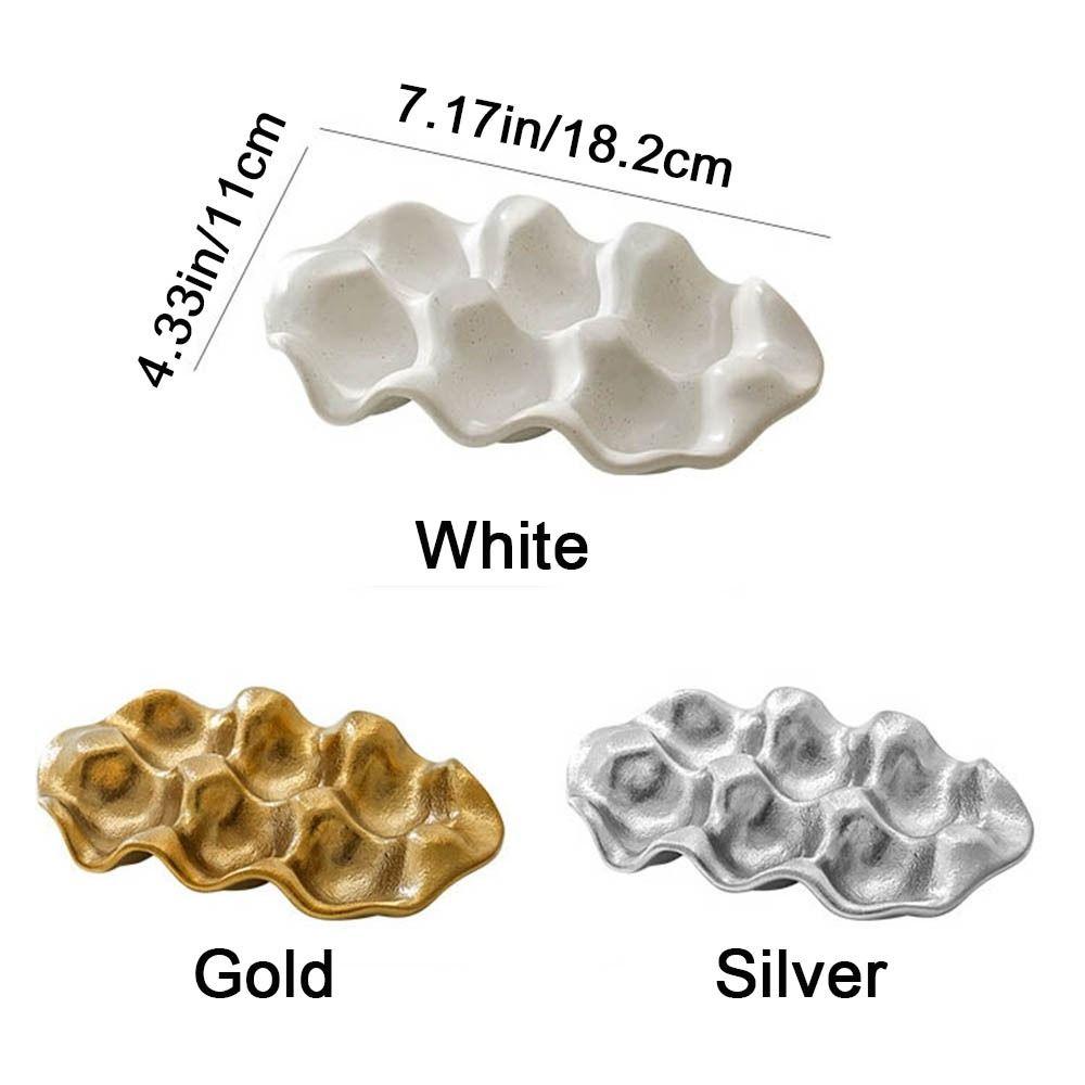 Ceramic 6 Grids Egg Tray Nordic Style Jewelry Display Storage Plate Egg Storage Rack  Necklace