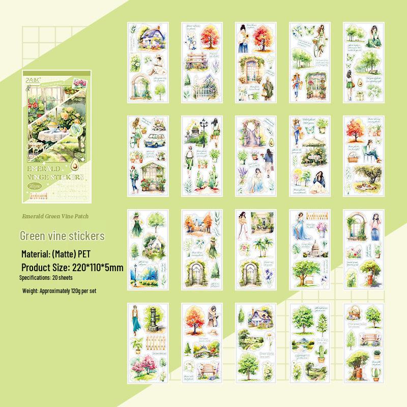 ZABC Misty Memories Sticker Book: 20 Large Sheets, Frosted PET, Landscape Theme Stickers