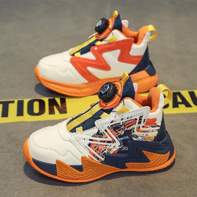 Children's Basketball Shoes Spring and Autumn Mesh Breathable New Boys' Primary School Students' Sports Shoes Boys' Wear-resistant Running Shoes
