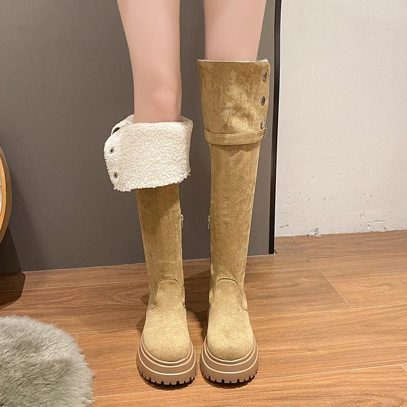 Small over-the-knee boots for women 2025 autumn and winter new temperament French retro fashion thick heel high elastic boots for women