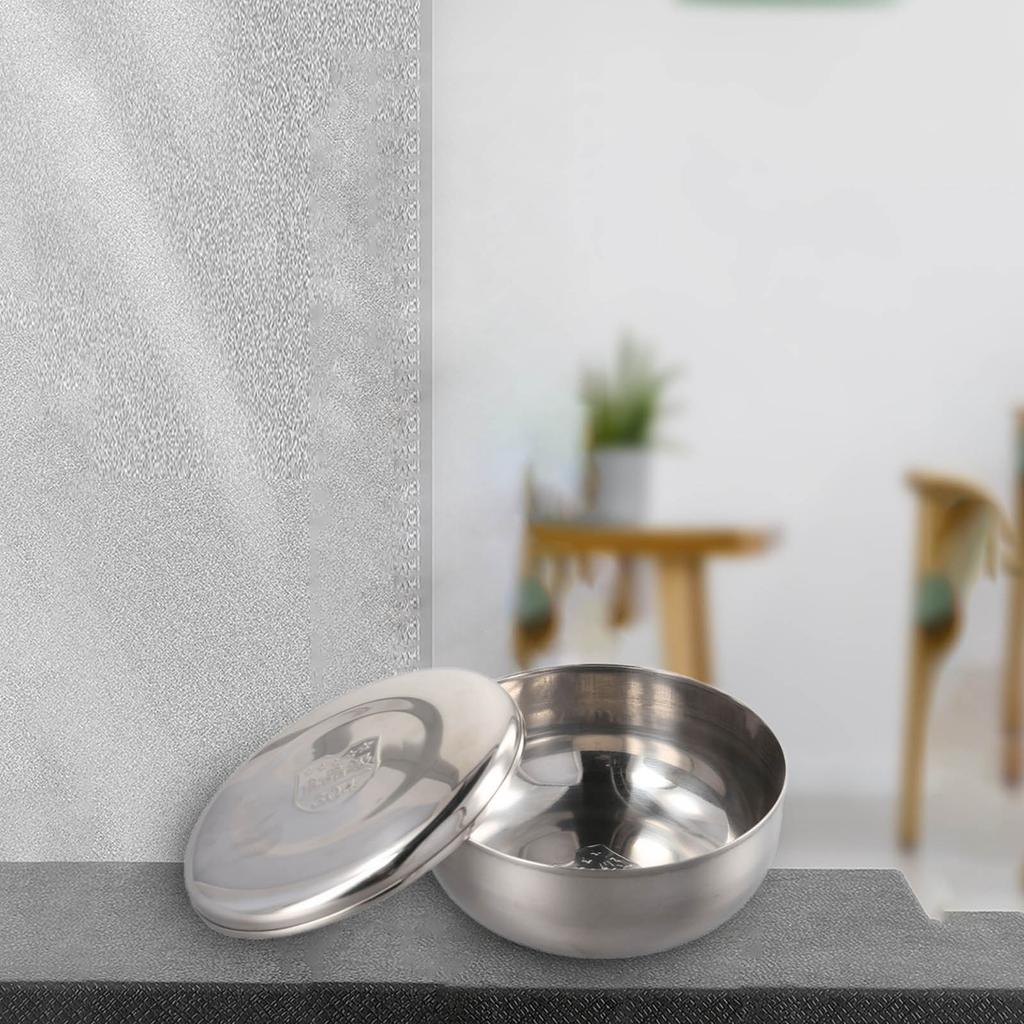 Bol à riz en acier inoxydable, bol de service pratique avec couvercle, récipient alimentaire en métal pratique avec couvercle, fournitures de cuisine